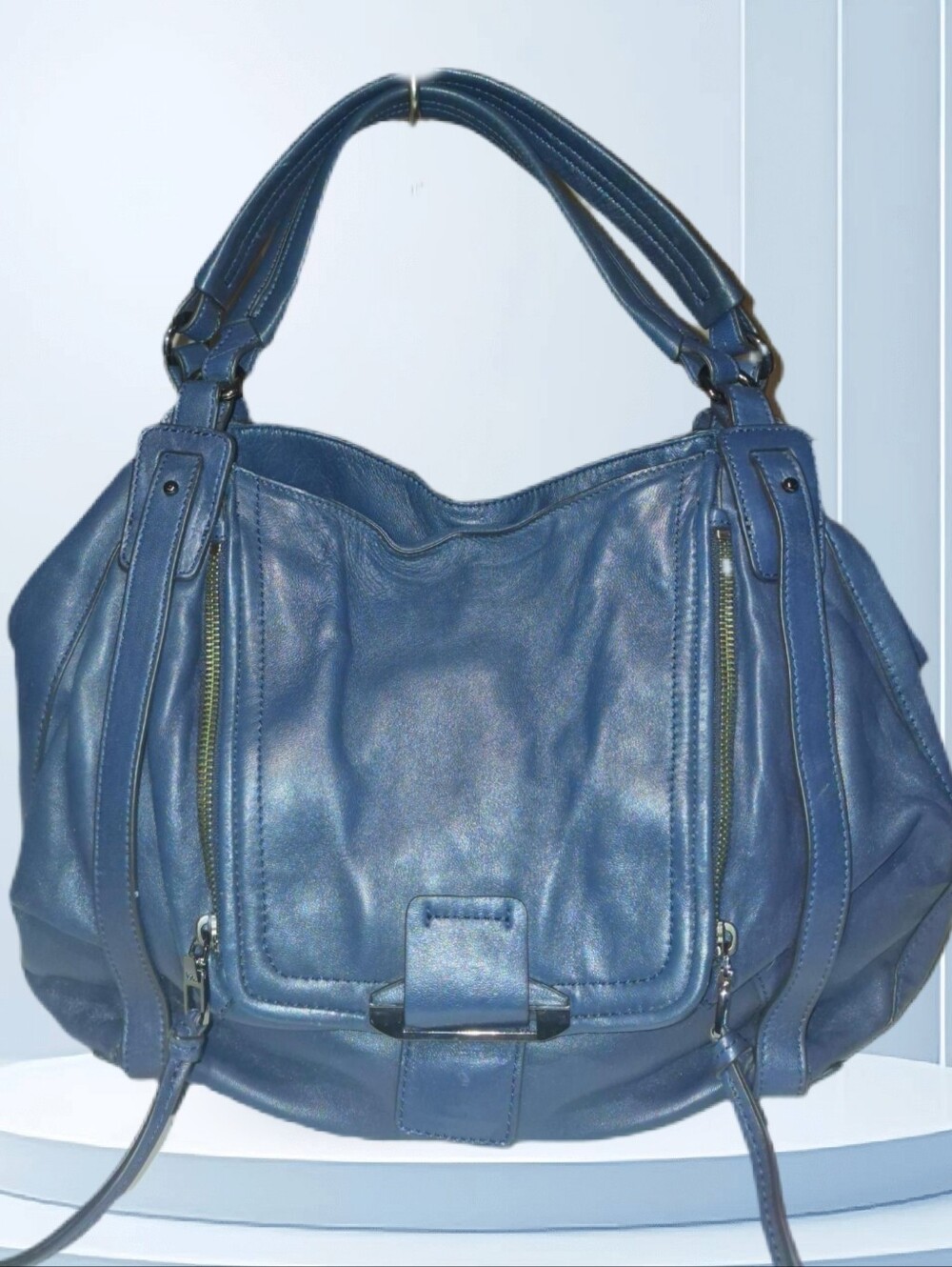 Kooba Blue Leather Hobo Shoulder Bag